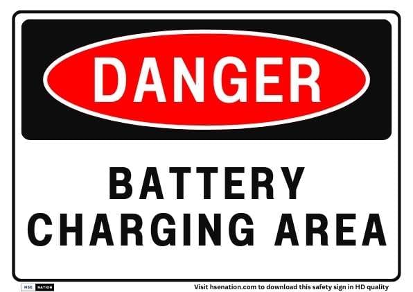 Battery Charging Area Sign