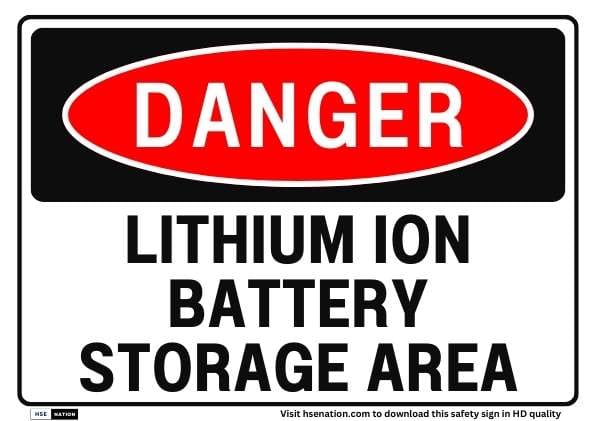 Lithium Ion Battery Storage Area Sign