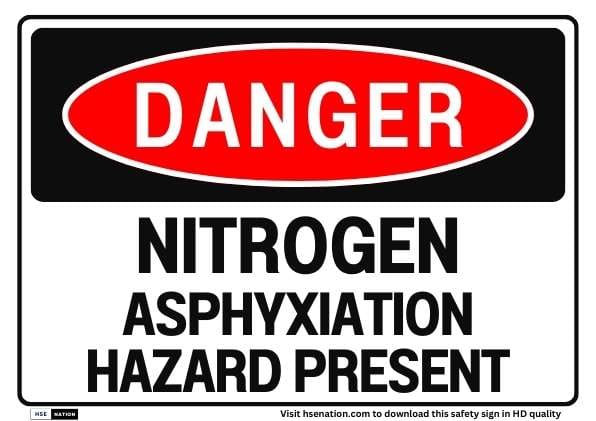 Nitrogen Asphyxiation Hazard Present Sign