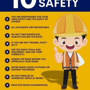 10 Rules For Workplace Safety - Safety Poster