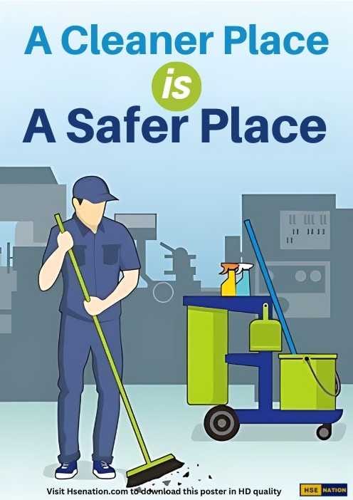 A Cleaner Place Is A Safer Place - Safety Poster