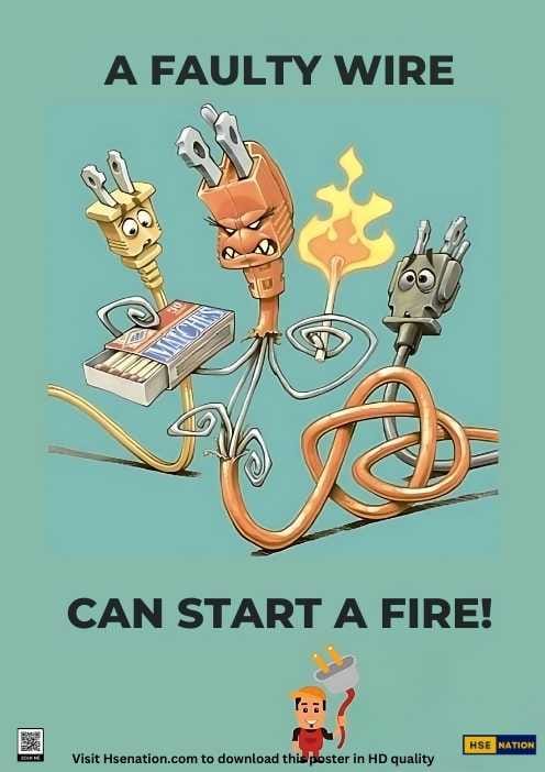 A FAULTY WIRE CAN START A FIRE - Safety Poster