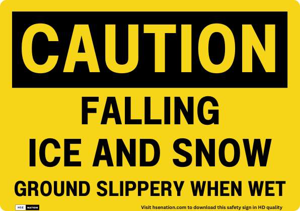 Caution Falling Ice And Snow Sign