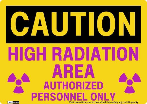 Caution High Radiation Area Authorized Personnel Only Sign