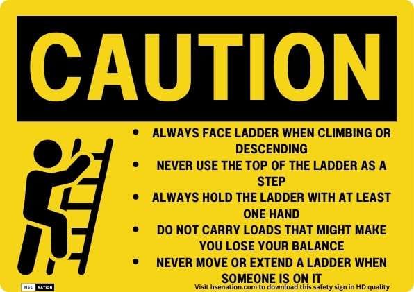 Caution: Ladder Safety Sign | HSENation