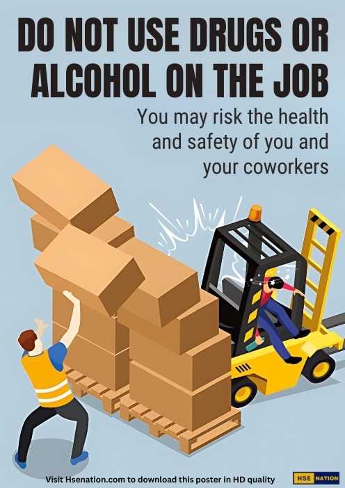 Do Not Use Drugs Or Alcohol On The Job - Safety Poster