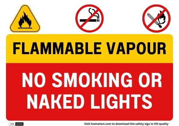 Flammable Vapour - No smoking or naked lights