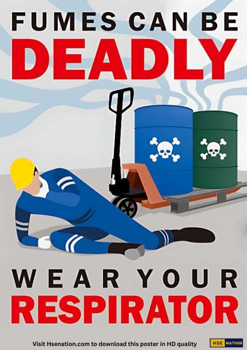 Fumes Can Be Deadly. Wear Your Respirator - Safety Poster