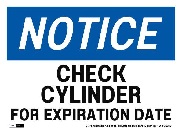 Notice Sign Check Cylinder For Expiration Date