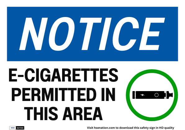 Notice Sign E-Cigarettes Permitted In This Area