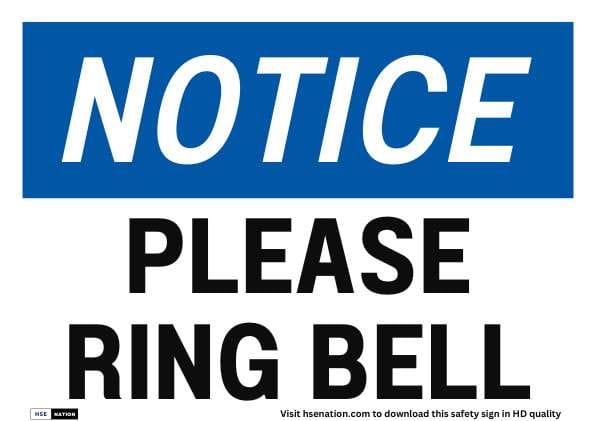 Notice Sign Please Ring Bell