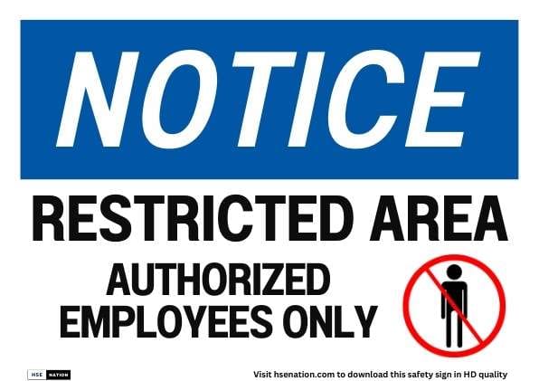 Notice Sign Restricted Area Authorized Employees Only