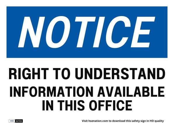 Notice Sign Right To Understand Information Available In This Office