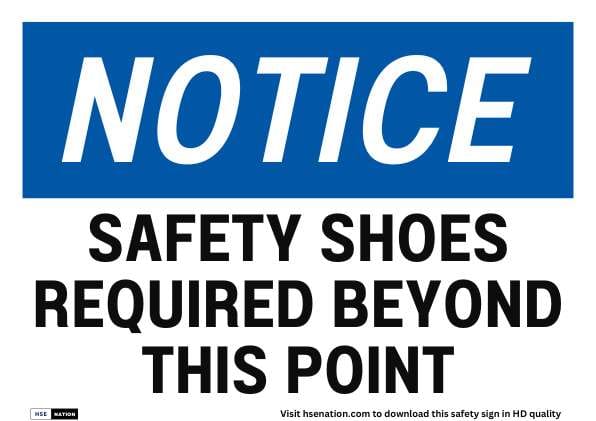 Notice Sign Safety Shoes Required Beyond This Point