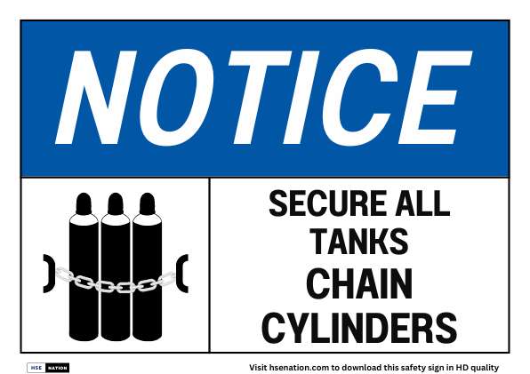 Notice Sign Secure All Tanks Chain Cylinders