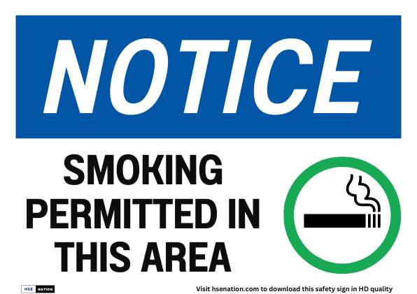 Notice Sign Smoking Permitted In This Area