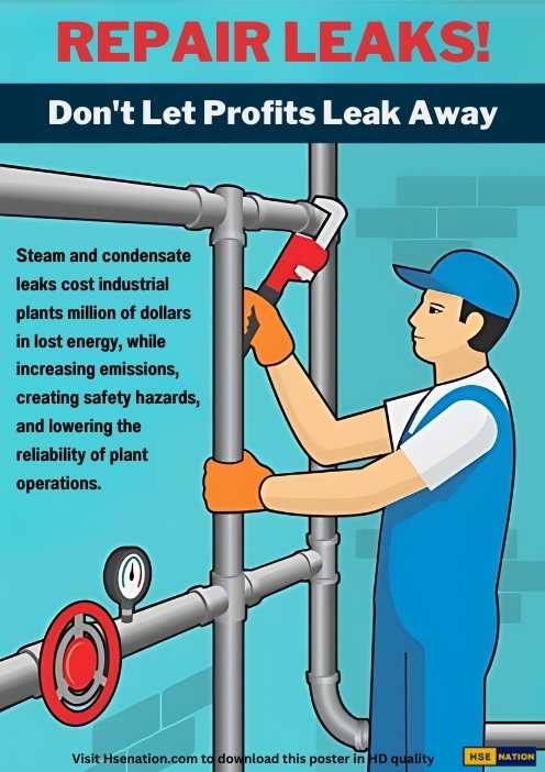 Repair Leaks! Don’t Let Profits Leak Away - Safety Poster