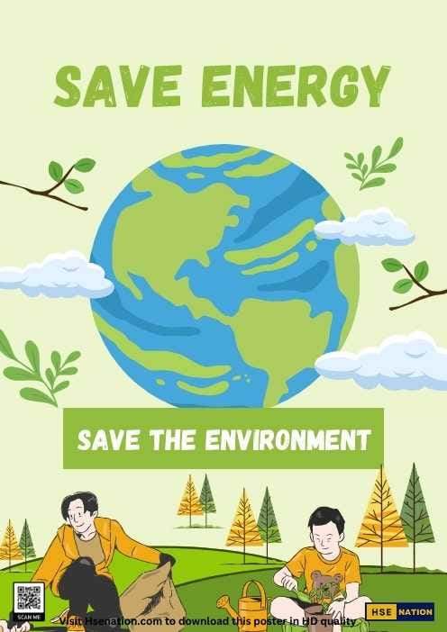 Save Energy Save The Environment - Safety Poster