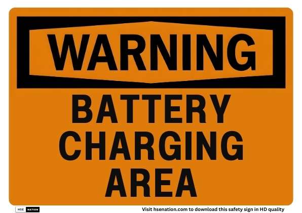 Warning Battery Charging Area Sign