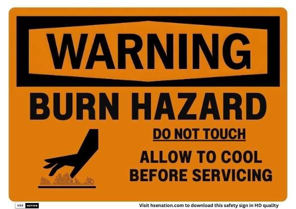 Warning Burn Hazard Do Not Touch Sign