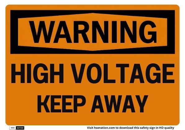 Warning High Voltage Keep Away Sign