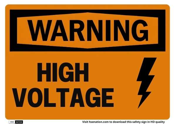 Warning High Voltage Sign with Bolt Icon