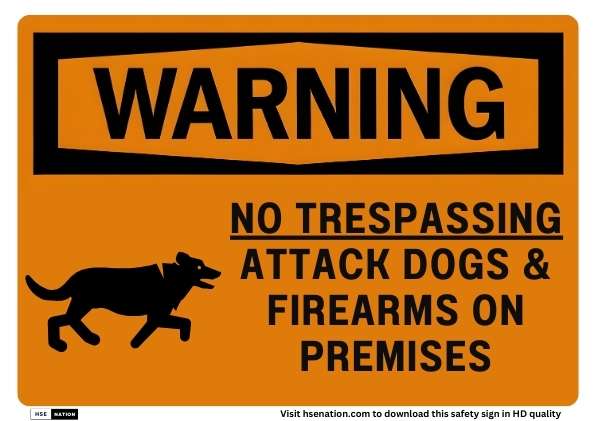 Warning No Trespassing Attack Dogs & Firearms On Premises