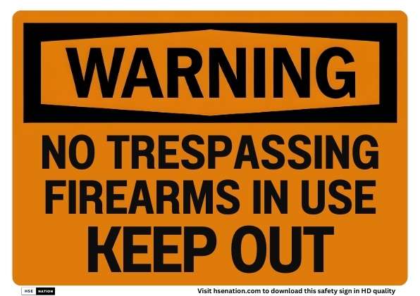 Warning No Trespassing Firearms In Use Sign