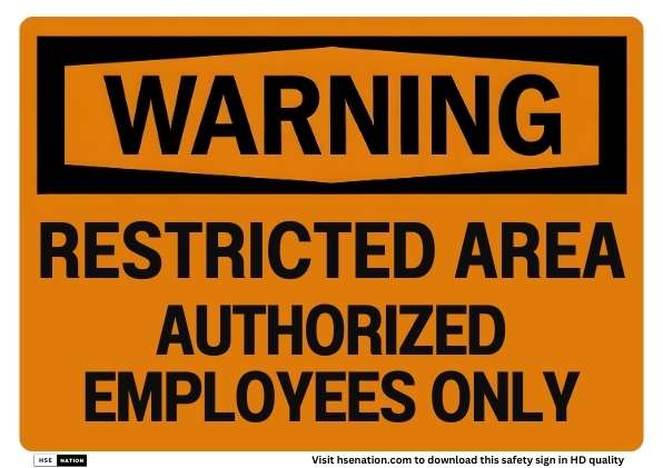 Warning Restricted Area Authorized Employees Only Sign