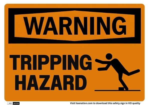 Warning Tripping Hazard Sign