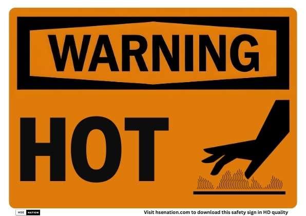 Warning hot surface sign