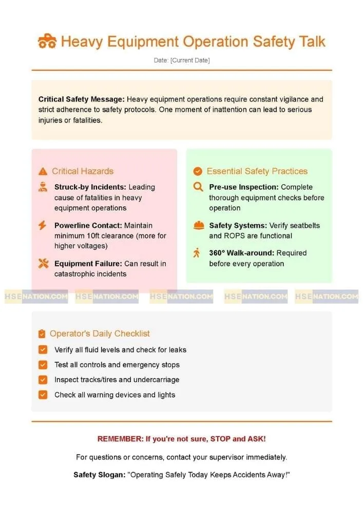Heavy Equipment Operation Safety Talk