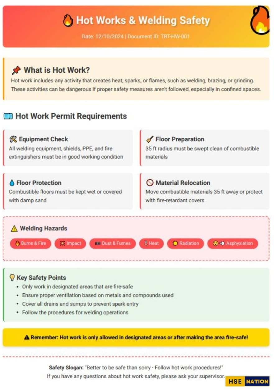 Hot Works & Welding Safety Talk Hot Works & Welding Safety Talk
